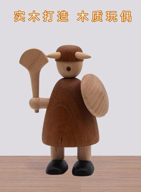 厂家直销创意木质工艺品家居办公桌装饰维京人桌面人摆件卡通摆件