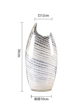 轻奢设计感玻璃花瓶不规则艺术客厅条横花瓶瓶口花艺果盘摆件花器