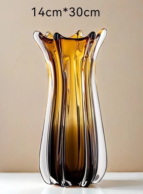 餐桌轻奢琉璃花瓶摆件客厅电视柜现代仿真花水培花器创意家居饰品