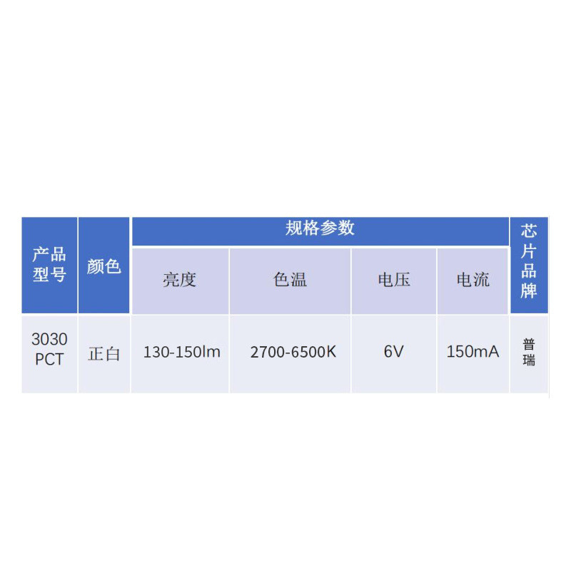 热销PCT3030灯珠普瑞3030smd高亮贴片灯珠白光1W6V高光效130-150L - 图2