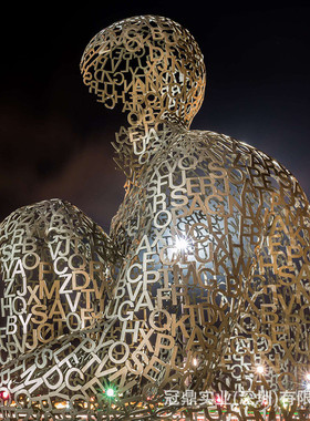 热销大型商场户外美陈雕塑创意镂空人物思考不锈钢广场小装饰小品