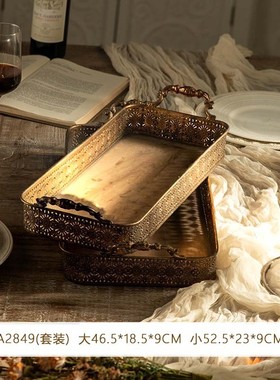 美式乡村复古铁艺摆件可托盘民宿装饰花篮果盘壁挂金属工艺品托盘