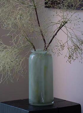 热销批发玻璃花瓶温润玉感新中式直筒磨砂花器民宿家居装饰摆件可