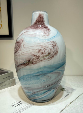 现代高级感不规则石榴琉璃花瓶家居创意摆件样板间插花器高级装饰