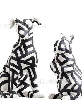 热销现代简约创意树脂狗树脂兔摆件样板房售楼处桌面软装饰品工艺