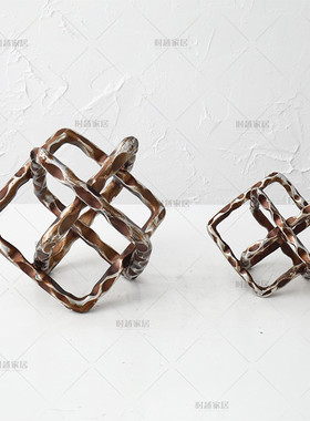 热销售楼处创意几何金属工艺品摆件样板房简约现代卧室软装家居饰