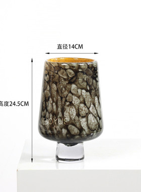 中家居孔雀绿纹琉璃花器样板间售楼处客厅餐桌古风软装饰品摆件