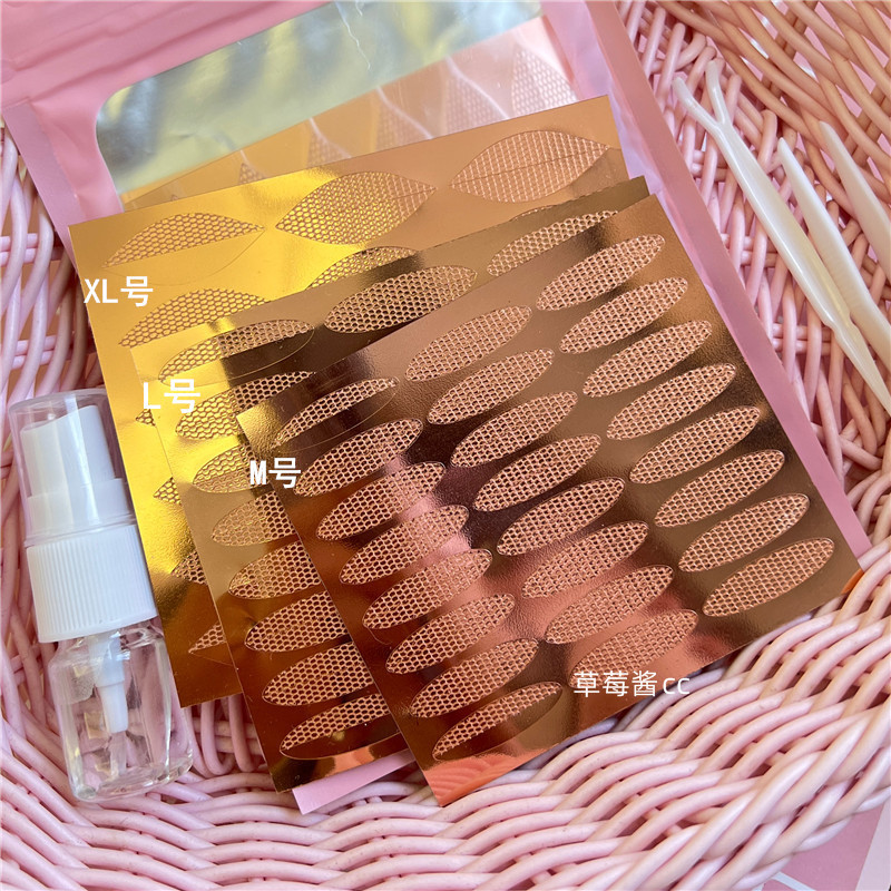 遇水即粘蕾丝双眼皮贴加宽半月型网纱轻薄透气美目贴免胶水美目贴 - 图3