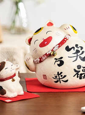日本龙虎堂和纸招财招福手工摆件