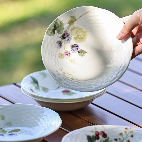 日本进口鸣海NARUMI露西花园骨瓷餐盘深盘碟子餐具套装礼盒送礼 - 图0