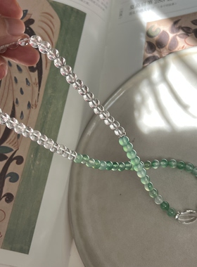 宿命凡花原创天然绿玛瑙白水晶手串文艺小众高级感多圈手链项链
