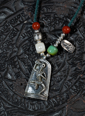 宫贡藏传文玩s925纯银尸陀林吊坠