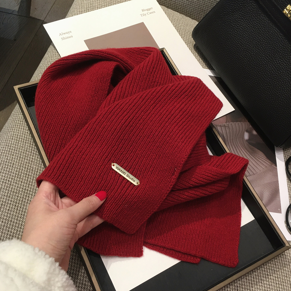 澳洲纯羊毛100%羊绒围巾2025新款百搭冬季新年红色保暖针织围脖女,淘宝优惠券,粉丝福利购,淘宝优惠卷