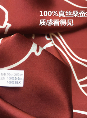 2026薄丝巾拼色素描画100%桑蚕丝围巾真丝丝巾女领巾53cm小方巾