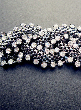 闪亮水钻编织手链金属欧美女少量