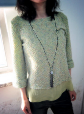 流苏长项链打标合金女特闪亮水钻