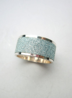 闪闪欧美风浅蓝色闪粉复古指环女