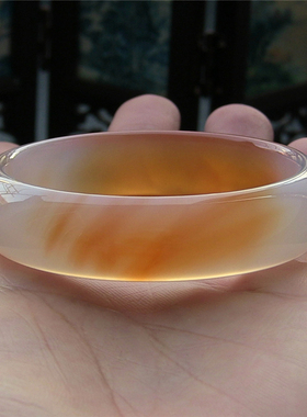 天然巴西玛瑙手镯/加厚不加宽/香橙色玉髓/水润通透781