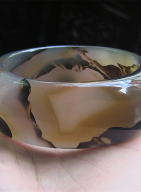 天然巴西玛瑙手镯/特宽加厚/原色无优化/精美风景画纹理玉髓1712