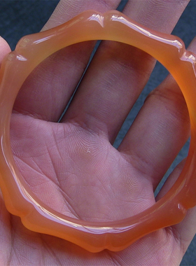 天然巴西玛瑙手镯/巧雕竹节/节节高升/香橙色/水润通透玉髓2001