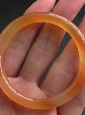 天然巴西玛瑙手镯/复古圆条/香橙色玉髓/水润通透2017