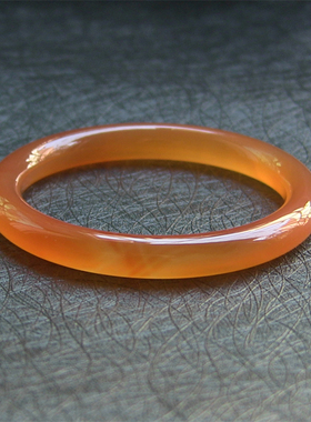 天然巴西玛瑙手镯/复古圆条/香橙色玉髓/水润通透2007