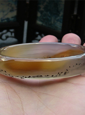 天然巴西玛瑙手镯/加厚不加宽/精美红和黑朱砂纹理/原色玉髓729