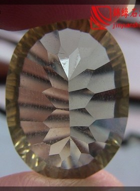 天然原色茶晶菱形冰透戒指