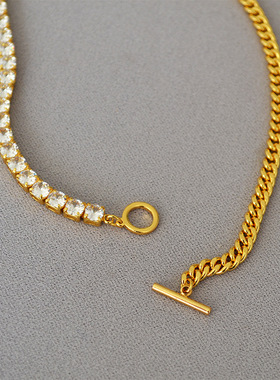 原创设计链条黄铜女锆石