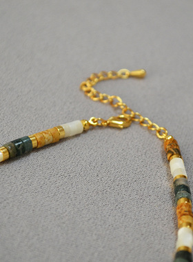 小众文艺复古拼接项链真石母贝女