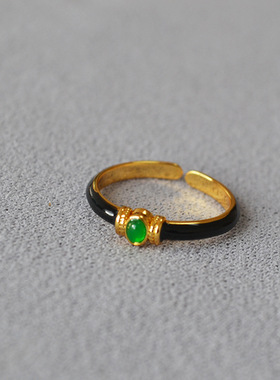 宫廷复古戒指珐琅镀金法式女饰品