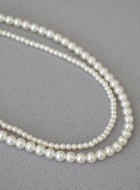 时尚简约双层叠戴项链珍珠锁骨链