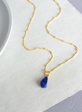 轻奢高级感项链黄铜镀金女青金石