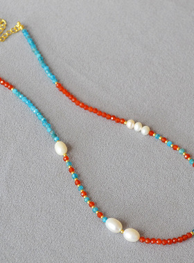 国潮玛瑙珍珠项链天然石