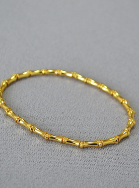 中国风小众设计时尚轻奢高级感精致简约气质黄铜镀金竹节弹力