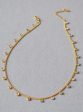 时尚简约闪钻项链锆石镀金女