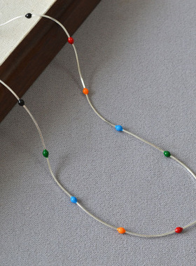 多巴胺彩色珐琅滴油豆豆切面项链