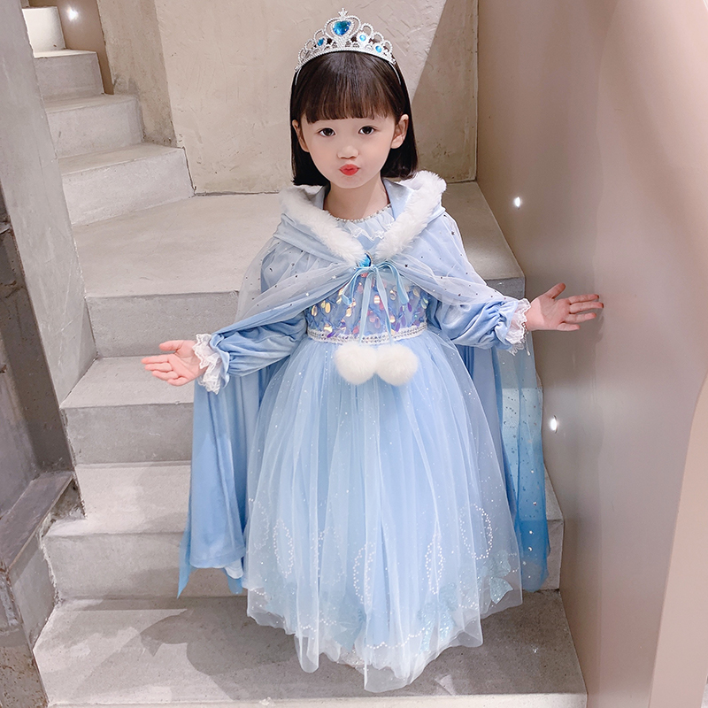 女童冬装加绒连衣裙2025新款灰姑娘公主裙儿童冬季加厚蓬蓬纱裙子 - 图2