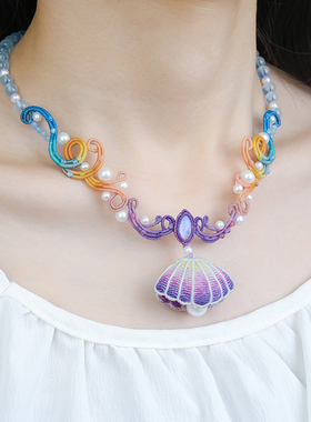 栖石原创中级编绳教程海洋霓光珠贝编绳项链饰品手工编绳首饰