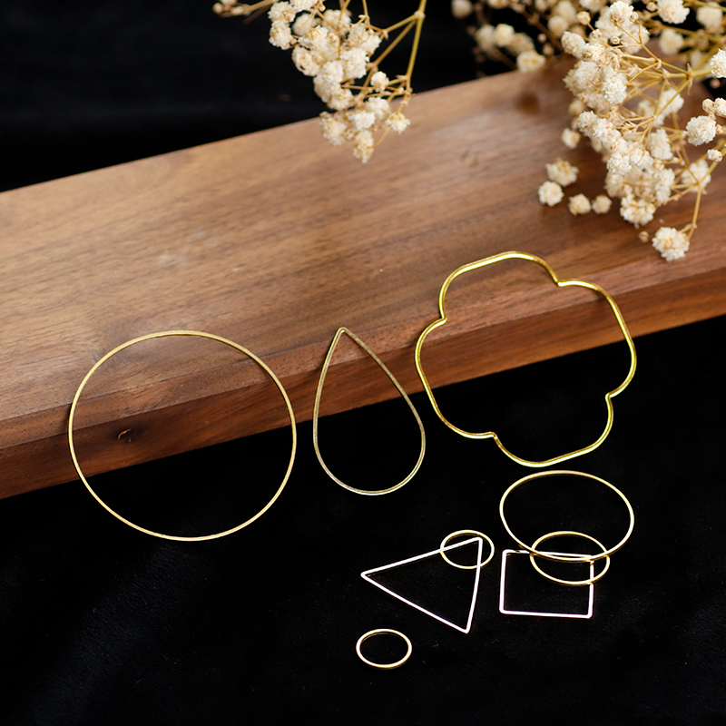 栖石原创设计镀金铜框编绳工具配饰配件铜制塑性造型DIY - 图0
