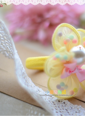 韩版唯美风串珠花朵皮筋头饰品