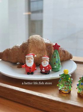 圣诞节玻璃摆件手工圣诞老人