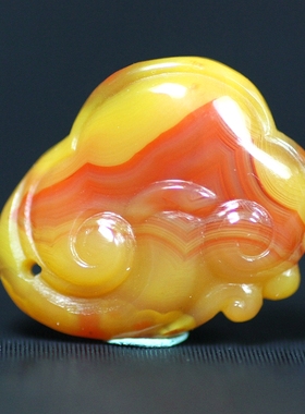 北票战国红如意挂件吊坠项坠雕件