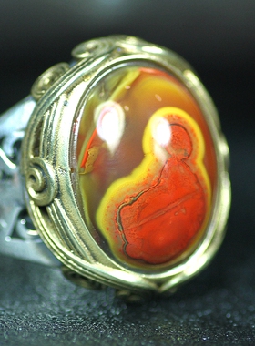 北票战国红象形弥勒佛公戒指指环