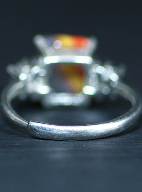 北票战国红艳红黄女款银戒指指环