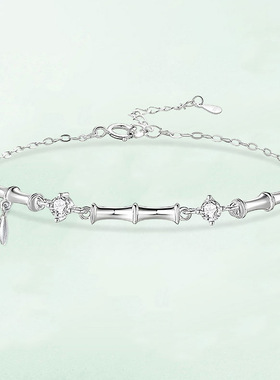 S999足银纯银竹节手链女生款新款轻奢精致手饰银饰生日礼物送女友