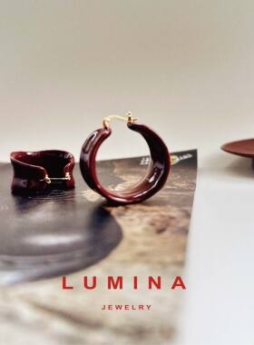 「LUMINA」美拉德风复古高级氛围气质不规则圈圈珐琅釉耳环耳饰女