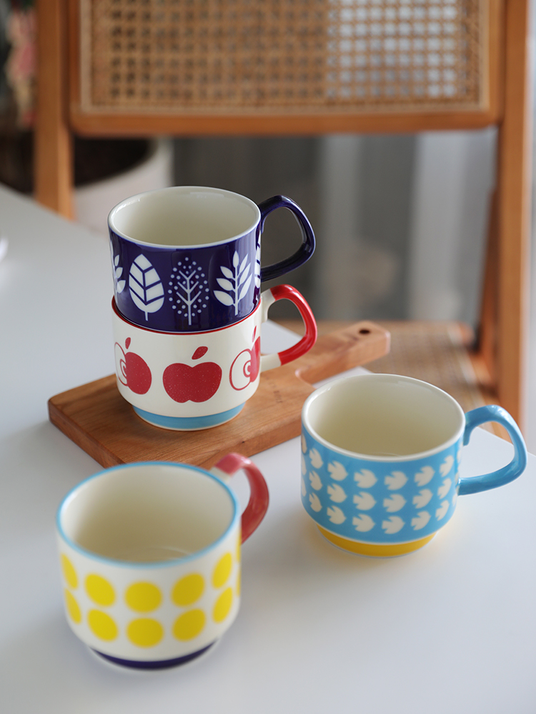 日式复古大容量马克杯陶瓷咖啡杯子女小清新学生早餐喝水牛奶杯子