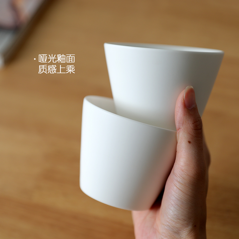 日式极简陶瓷咖啡手握杯猪口杯主人杯哑光拉花杯250毫升精致高级