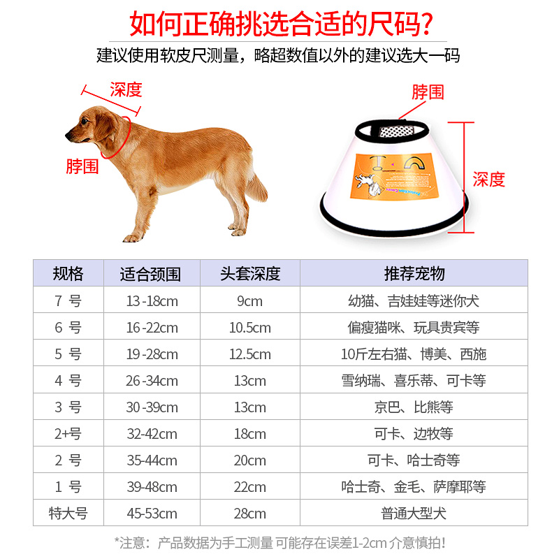 宠物狗狗伊丽莎白圈头套可不影响吃饭防舔咬狗大型犬脖套脖圈狗用 - 图2